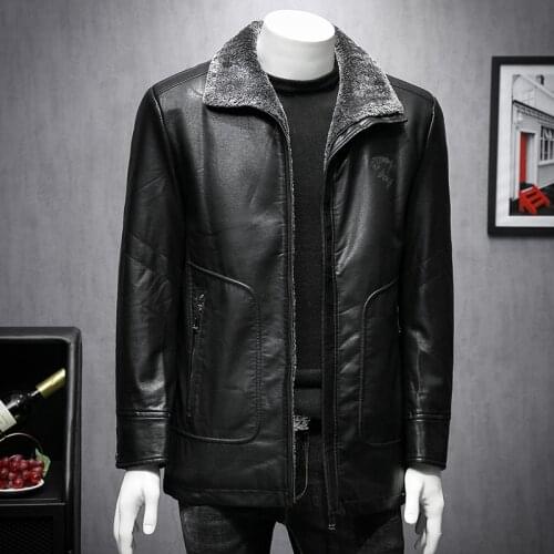 7XL Big Size 8XL 6XL 5XL Thick Men Winter Leather Jacket Plus Velvet Keep Warm Stylish Handsome Coat A1816