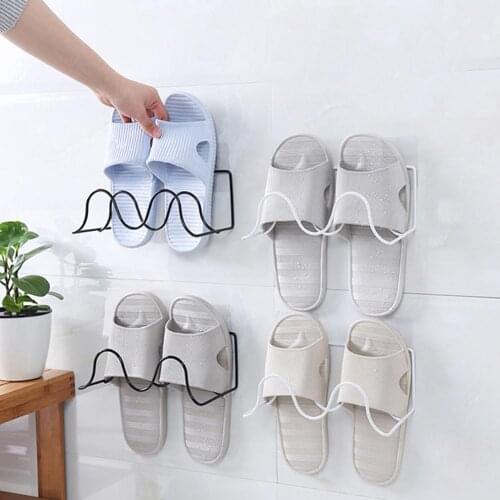 New Home 2 Tier Wave Wall Mount Hanger Shoe Slipper Storage Holder Rack Organizer Shoe Hanger