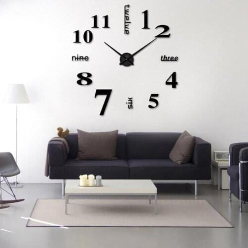 3D Big Wall Clock Sticker DIY Acrylic Frameless Affordable Needle Classic Watch Brief Style Home Decoration Living Room Kitchen