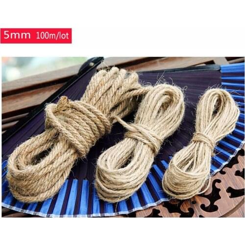Wholesale(5mm,100m/lot) Diy Natural Hemp Rope cord,Flax Rope,Jute Cord,Hemp Twine,kraft string,Hang tag jute string