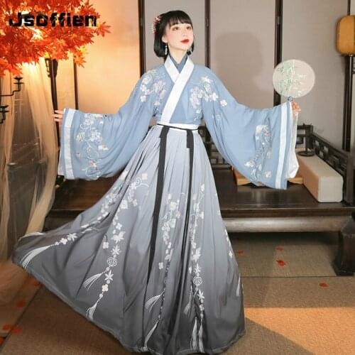 Original Chinese Traditional Hanfu Clothing Embroidered Tang Dyansty Princess Cosplay Costume Woman Vintage Fairy Folk Dancewear