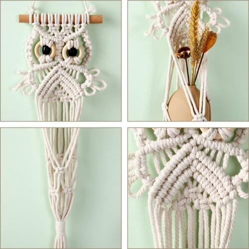 Owl Handmade Macrame Hanging Basket Plant Hanger Indoor Wall Flowerpot Plant Holder Home Garden Wedding Decoration Craft