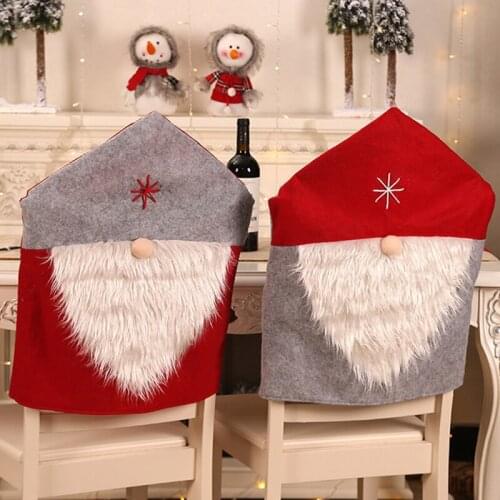Christmas Chair Cover Santa Claus Chair Back Cover Christmas Dinner Table Decoration Holiday Party Xmas Ornament