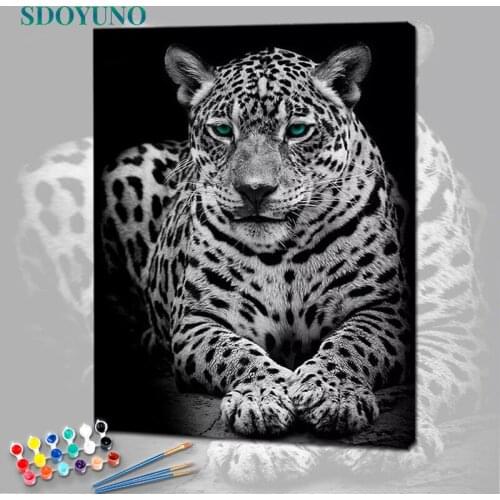 SDOYUNO Paint By Numbers Leopard Oil Painting By Numbers On Canvas 40x50cm Frameless DIY Animals Home Decor Draw Number