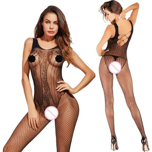 Sexy lingerie Teddies Bodysuits Erotic Pantyhose open crotch elasticity mesh body stockings porn sexy underwear Intimate Pajamas