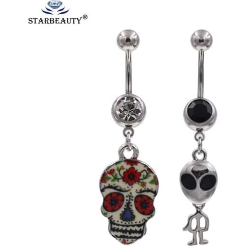 1PC Wildless Skull Piercings Ombligo 14G Navel Piercings Belly Piercings Belly Button Piercing Dangle Earrings Body Jewelry
