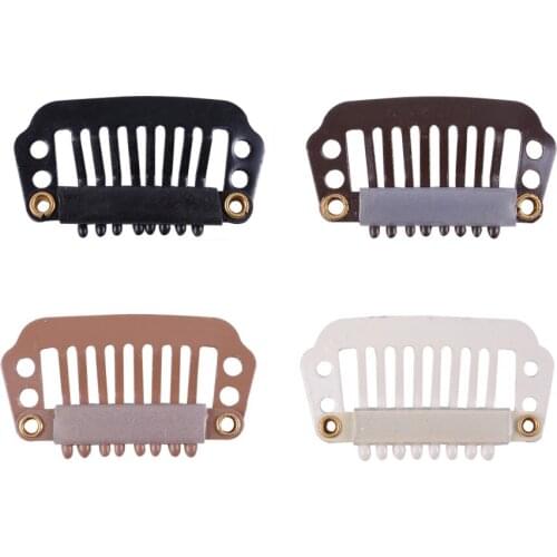 100pcs 28mm 8teeth wigs Clips with silicone back for Hair Extensions accessories 4 colors available