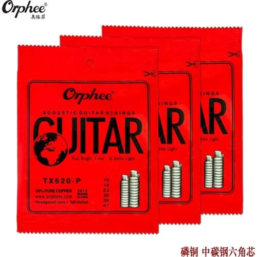 Orphee TX620-P Acoustic Guitar Strings Hexagonal Carbon Steel Phosphor Copper Plated 1st-6th Strings