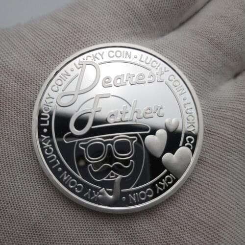 Dearest Father clover Lucky Commemorative Coin Challenge Collectible Coins Collection Art Craft Gift Souvenir Coin