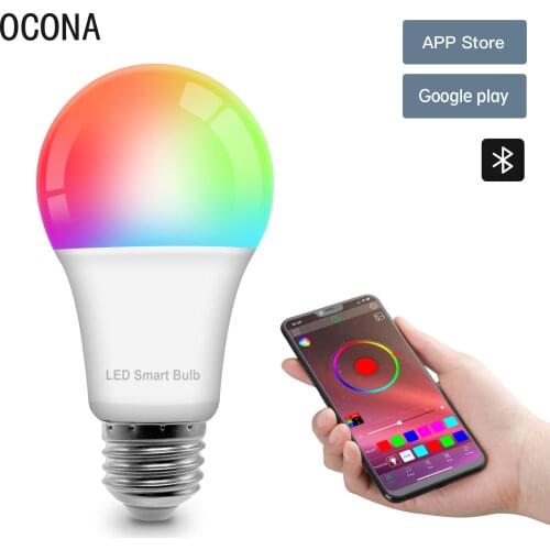 Smart LED Bulb 110V RGB+5000K White 100-240V 9W E27 Android IOS App Control Bluetooth-Comaptible Dimmable LED Lamp Music Sync