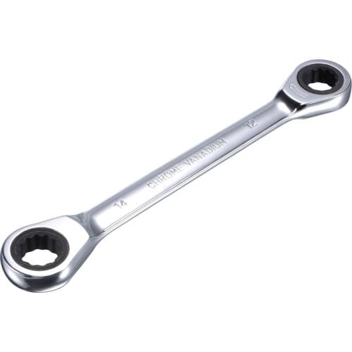 Uxcell Double Box End Ratcheting Wrench (12mm x 14mm) Metric 72 Teeth 12 Point Ratchet Spanner Tools, CR-V