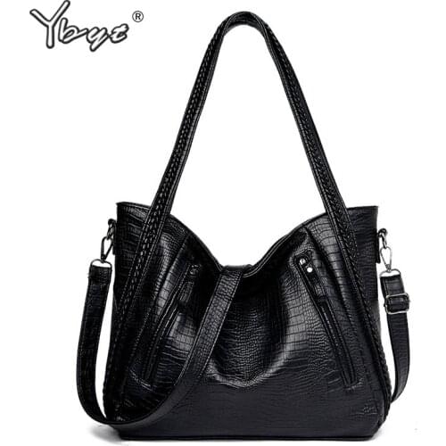 YBYT vintage totes bags large capacity women handbags alligator PU leather shoulder messenger bag hotsale female daily totes bag