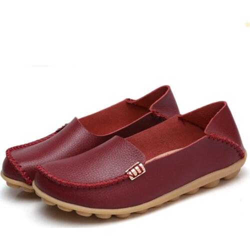 Women Flats Genuine Leather Colors Women Shoes Casual 2017 Fashion Breathable Slip-on Peas Flat Shoes Plus Size 35-44