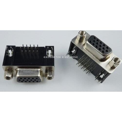 10 Pcs D-SUB Right Angle 15 Pin Female VGA Type 8.89 PCB Connector 3 Rows