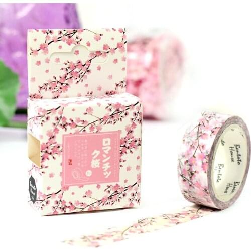 20 pcs/lot DIY Japanese Paper Decorative Adhesive Tape Cartoon Romantic cherry Washi Tape/Masking Tape Stickers Size 15mm*7m