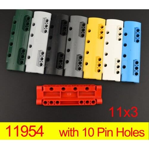 4PCS 11954 High-Tech Panel Curved 11 x 3 with 10 Pin Holes through Panel Surface Building Block Bricks connector assembly toys