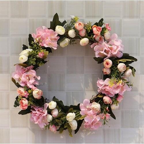 40cm Flower Wreath Artificial Decorative Door Hanging Wreath for Thanksgiving Day Wedding Party Decor