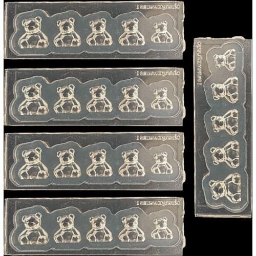 634D 5 Pcs 3D Little Bear Nail Decorations Crystal Epoxy Resin Mold Nails Manicure Art Decals Silicone Mould DIY Crafts Jewelry