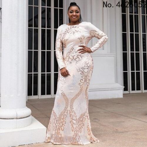 African Sequin Evening Dresses For Women South Africa Clothes Luxury Dinner Party Dress Plus Size Vestidos Robe Africaine Femme