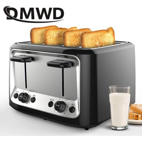 DMWD Household Electric Toaster Baking Bread Sandwich Maker Grill Breakfast Machine Toast Oven Heater 4 Slices Pieces EU US Plug