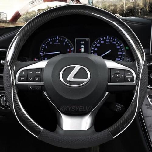 Car Carbon Fiber Leather Steering Wheel Covers Interior Accessories 38cm for Lexus CT LX GX LM IS GS ES LS UX NX RX Car Styling