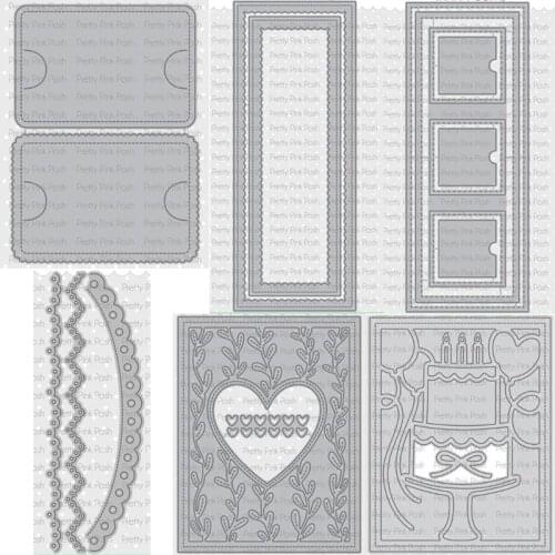 Piggy Craft metal cutting dies cut die mold 2021 New Photo card frame edge Scrapbook paper craft knife mould blade punch stencil