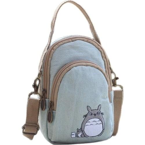 Canvas Cartoon Totoro Women Mini Tote Handbags Ladies Shoulder Crossbody Money Bags Female Phone Pouches Bolso Bolsa for Girls