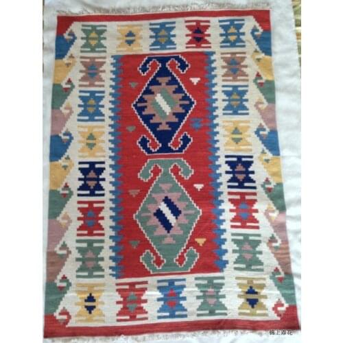 Kilim Handwoven Wool Carpets Fashion Carpet Living Room Indoor Carpet Geometric Carpet Bedroom Natural Sheep Wool