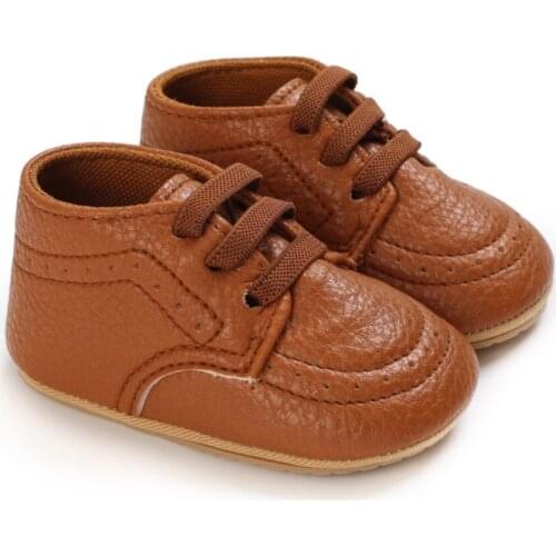 Newborn Baby Boy Soft Sole Crib Shoes First Walkers Shoes Warm Boots Anti-slip Sneaker Solid PU For 1 Year Old 0-18 Months