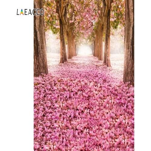Laeacco Floral Trees Pink Scenery Personalized Photocall Canvas Photography Backgrounds Photographic Backdrops For Photo Studio