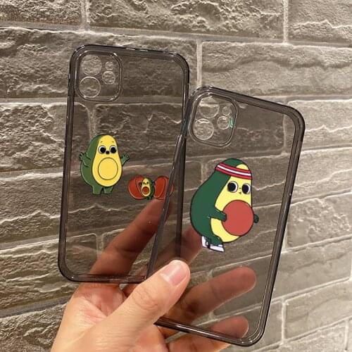 Cute cartoon aguacate Fitness fruit Phone Case Transparent for iPhone 7 8 11 12 se 2020 mini pro X XS XR MAX Plus