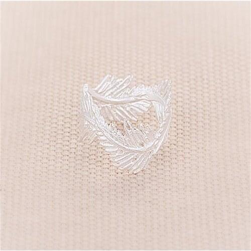 Fashion Feather style Ring Leaves Pattern Three Color Optional