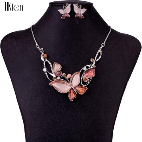 MS1504687 Fashion Jewelry Sets High Quality Necklace Sets For Women Jewelry Multicolor Resin Crystal Butterfly Design Party Gift