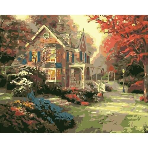 Cabin Diy Painting By Numbers No Frame Coloring Picture By Number Abstract Impression Art Pictures With Colors