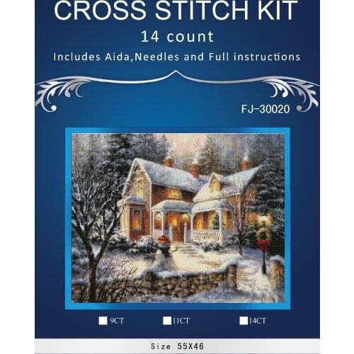 Nvilla in snow ,Counted Cross Stitch 14CT Cross Stitch Sets Wholesale cartoon Cross-stitch Kits Embroidery Needlework