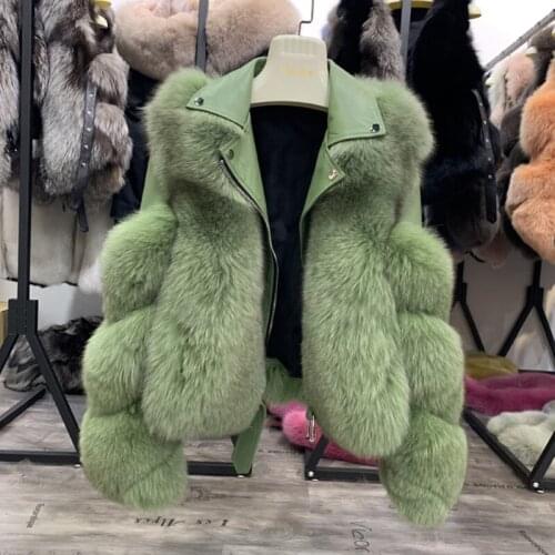 2020 New Women Warm Real Fox Fur Coat Short Slim Winter Genuine Fur Jacket Sheepskin Suit Collar Luxury Natural Fox Fur Coat