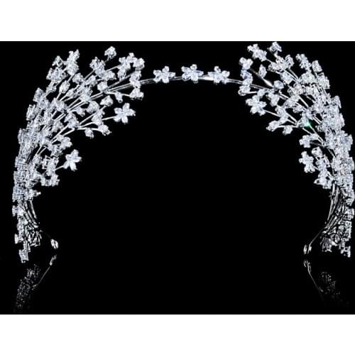 New High-End Flower Super Fairy tiara Beautiful Electroplated Zircon Wedding Headwear Bridal Hair Accessories