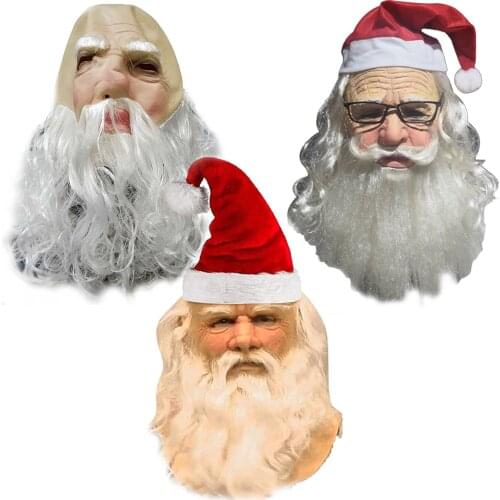 White Hair Beard Glasses Santa Mask Headgear Two Thousand And Twenty-one Grandpa Latex Mask Old Man Performance Props