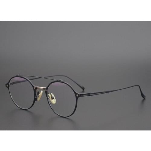 Original Quality Pure Titanium Retro Round Glasses Men Women Handmade Myopia Eyeglasses Oculos Exquisite Super Light Frames