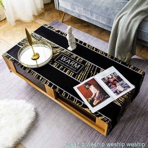 Nordic style cotton and linen broned Rectangle tablecloth black warm tablecloth Table flag Tea table cover