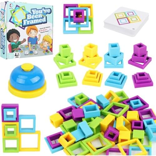 Montessori Rainbow Building Blocks Board Game Toys Geometric Blocks Jenga Color Classification Breakthrough Game Educational Toy