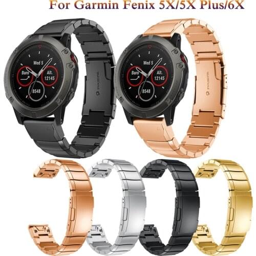 26mm fashion Wrist bands For Garmin Fenix ​​5X One Bead Quick Release Strap Stainless Steel Metal Bracelet For Garmin Fenix ​​6X