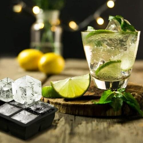 Silicone Ice Square Trays Set of 4 Square Ice Square Molds for Cocktail Juice and Any Drinks Reusable BPA Free