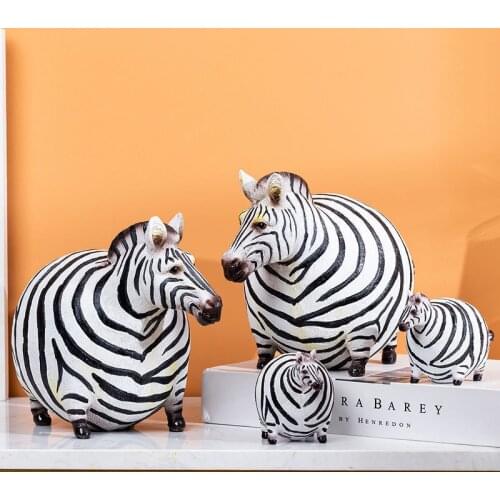 Nordic Resin Sculpture Pinto Crafts Lovely Big Belly Zebra Figurines Home Decoration Office Living Room Desk Modern Ornaments