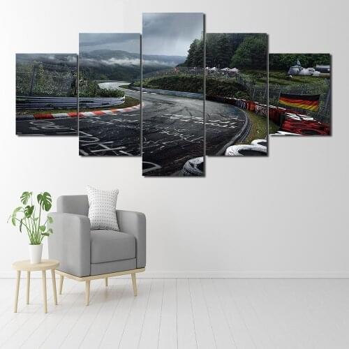 Modern template art print HD painting 5 panel Nürburgring Rally track home decoration module poster living room