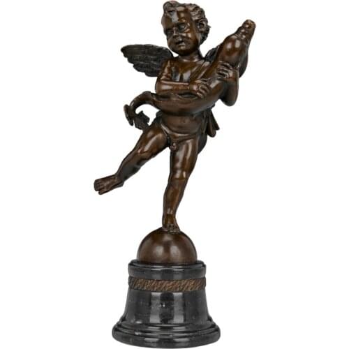 Little Cupid with Dolphin Bronze Statue Figurine Greek Myth Love God Eros Sculpture Antique Art Anniversary Gift Home Decor