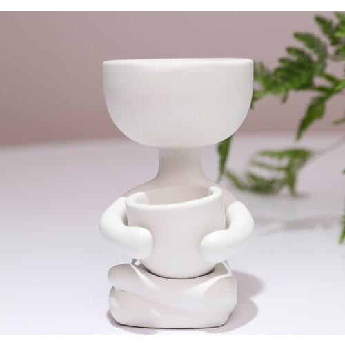 Creative Flowerpot Cute Cartoon Humanoid Profile Lndoor And Outdoor Ceramic Succulent Flower Pot Vase Home Garden Decoration
