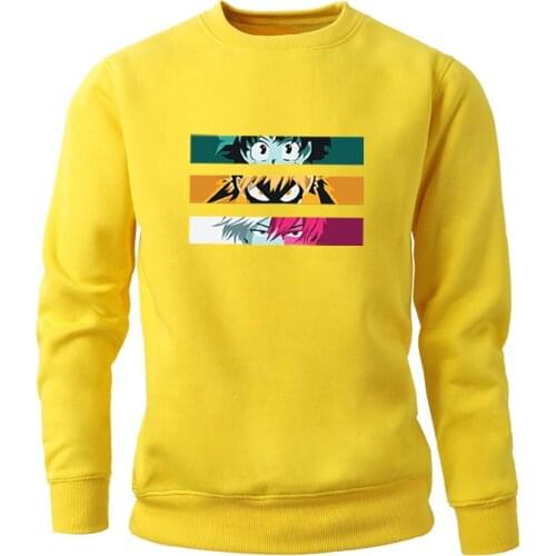 Japanese Anmie Hoodies Midoriya Izuku My Hreo Academia Sweatshirts Mens Crewneck Tracksuit Unisex Fleece Pullovers Streetwear