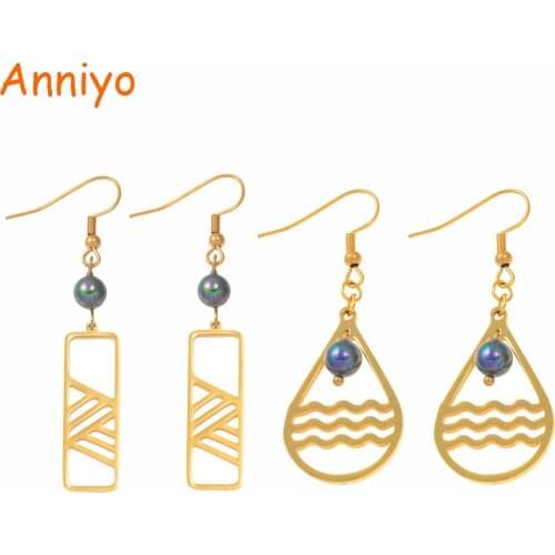 Anniyo Marshall Pearl Earrings for Women Gold Color Trendy Kiribati Micronesia Chuuk Jewelry Papua New Guinea Gifts #064321