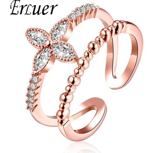 ERLUER Hot Crystal Charm Jewelry Girl Party Gifts Adjustable ring for women wedding bague Trendy Cross anillo Fashion Rings